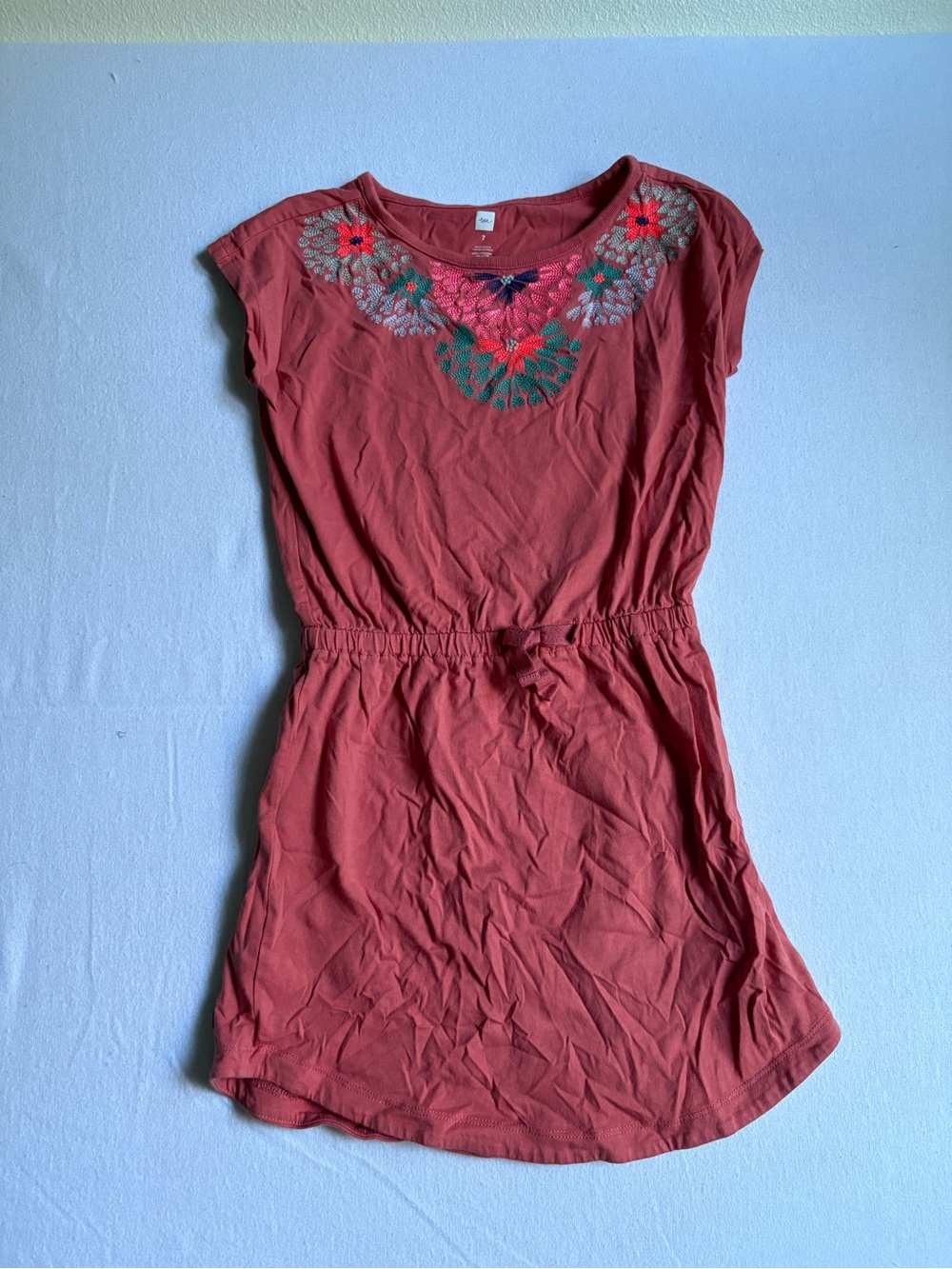 Tea Collection Coral Embroidered Waist-Tie Dress
